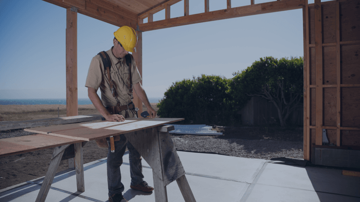 Builder on construction site