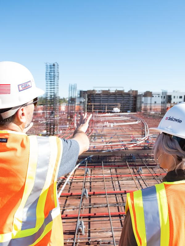 Builders on construction site